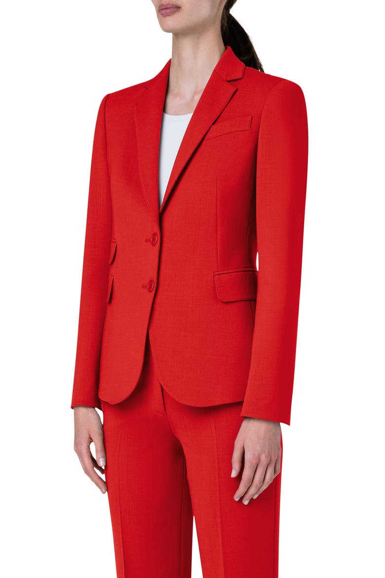 Cool Wool Stretch Crepe Blazer, Alternate, color, RED