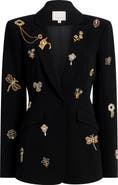 Cinq à Sept Beaded Brooches Crepe Jacket