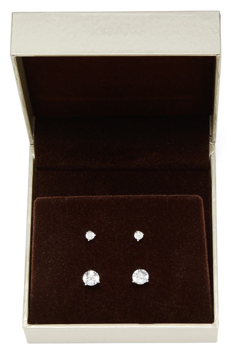 Nordstrom Precious Metal Plated 0.50ct tw and 2ct tw Cubic Zirconia Stud Earrings, Alternate, color, 