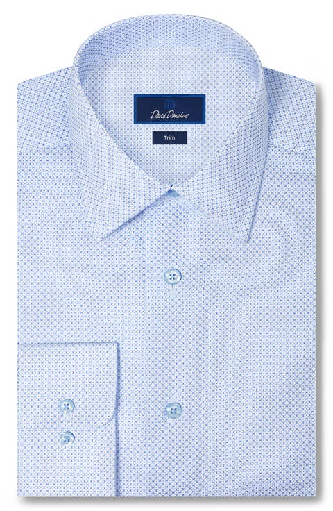 Trim Fit Neat Microprint Cotton Twill Dress Shirt