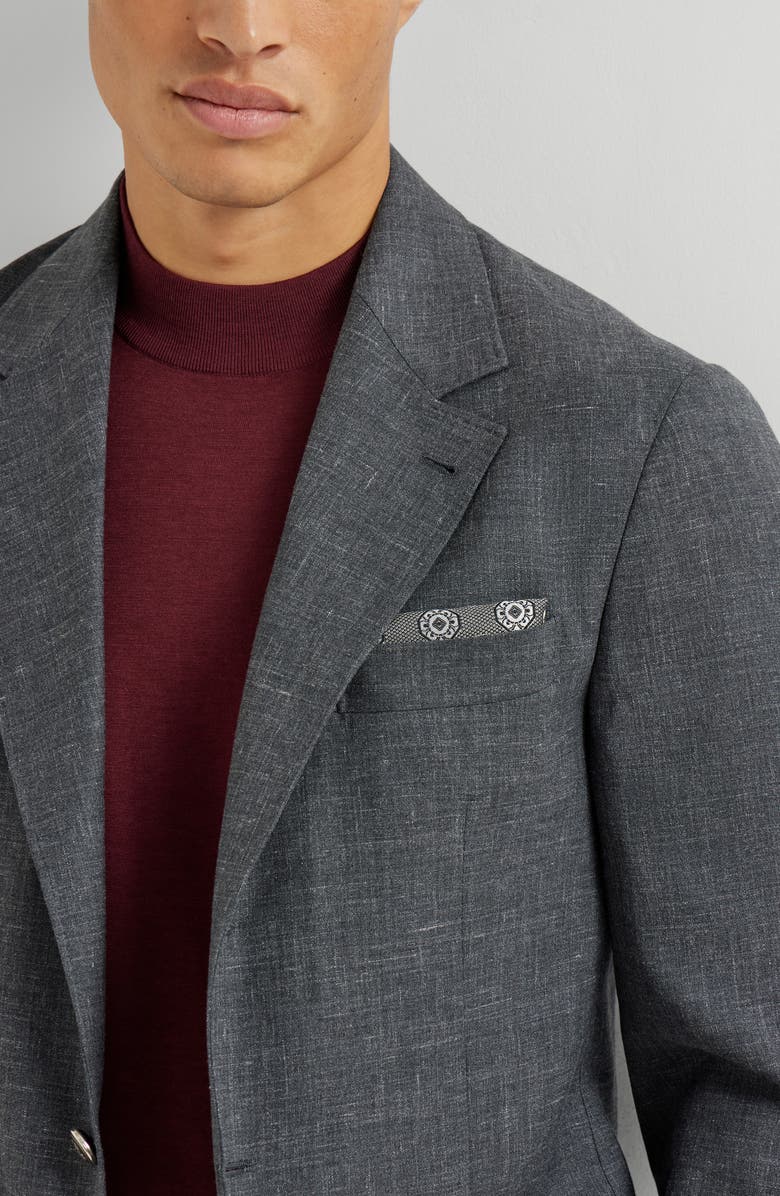 Brunello Cucinelli Pocket square with pattern, Alternate, color, Anthracite