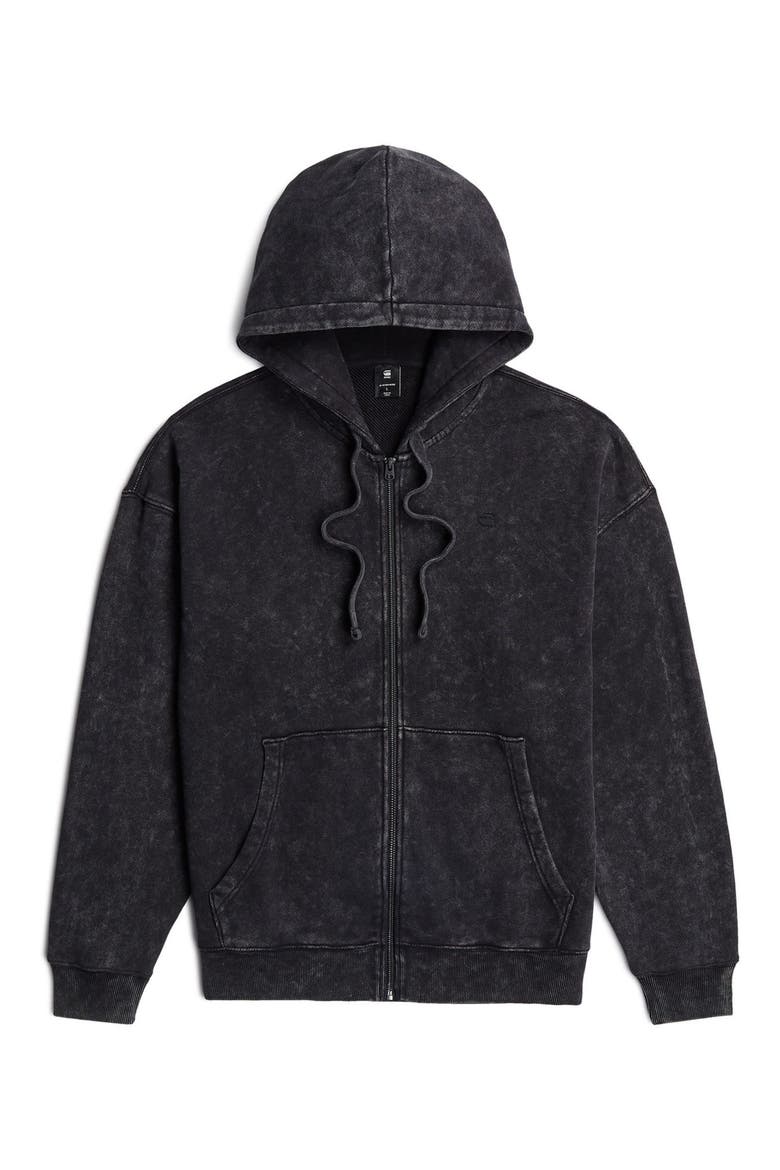Washed Loose Fit Zip Hoodie, Alternate, color, DARK BLACK SMOKEY