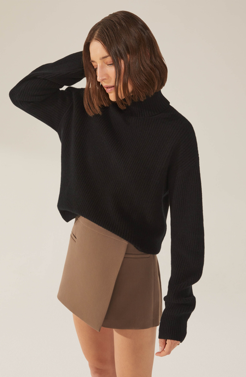 Italic Ellie Chunky Cashmere Turtleneck Sweater In Black
