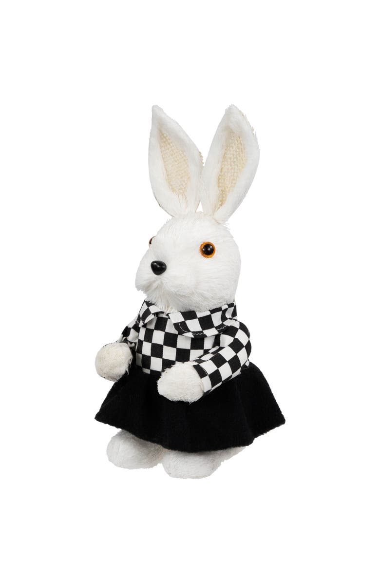 Northlight Girl Easter Rabbit Figurine in Checkered Dress -10", Alternate, color, Black