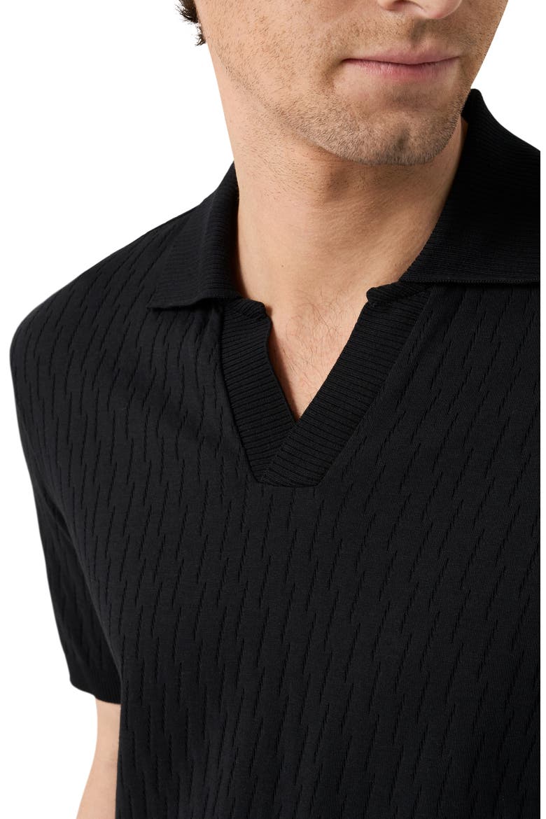 Open Collar Jacquard Polo, Alternate, color, BLACK