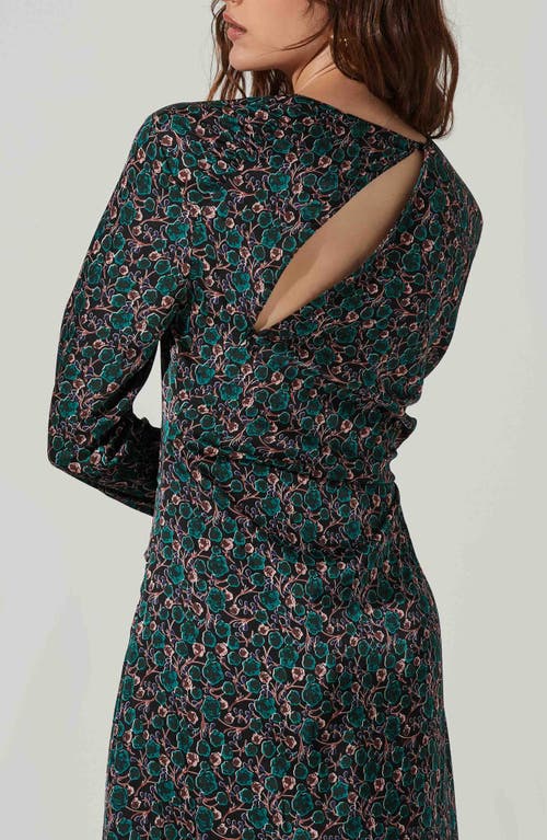 Astr The Label Ruched Long Sleeve Midi Dress In Green
