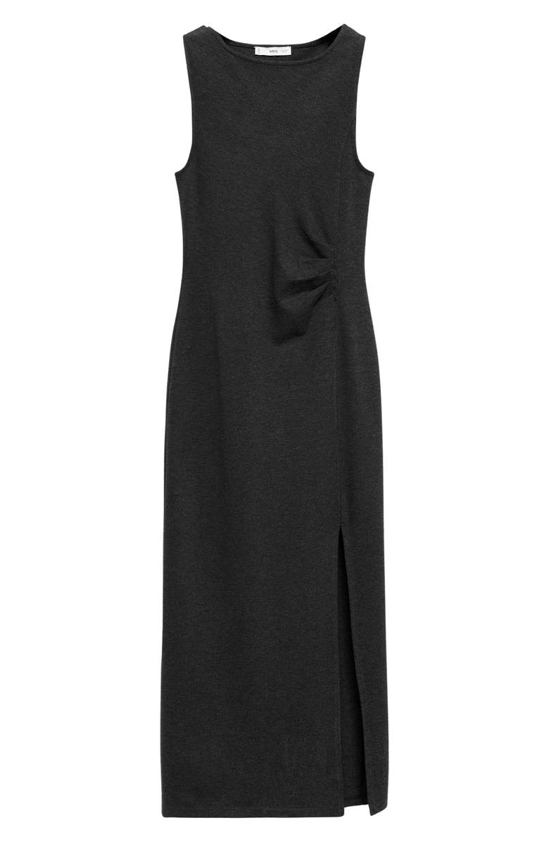 MANGO Ruched Sleeveless Midi Dress, Alternate, color, Grey