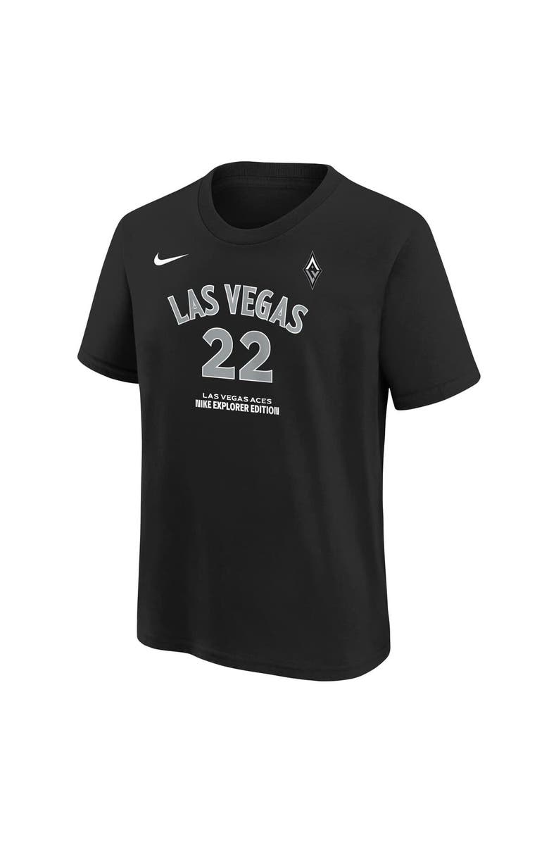 Nike Youth Nike A'ja Wilson Black Las Vegas Aces Explorer Edition Name & Number T-Shirt, Alternate, color, Black