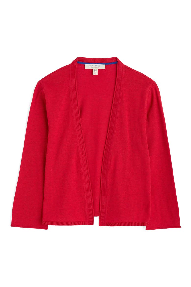 Vanessa Organic Cotton Open Front Crop Cardigan, Alternate, color, KNIT MELANGE SCARLET