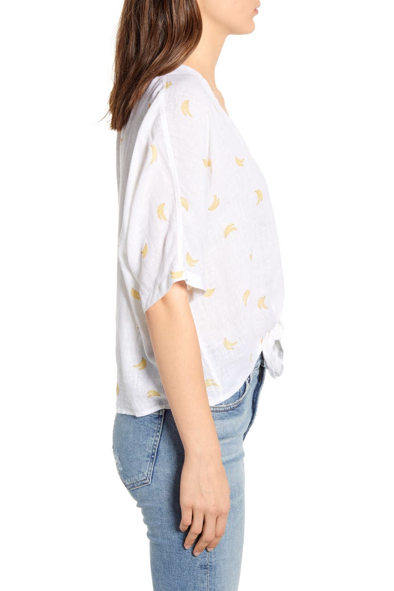 Thea Tie Waist Blouse, Alternate, color, BANANA BUNCH WHITE