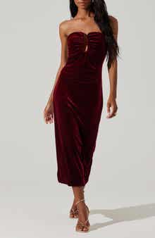 ASTR the Label Arista Strapless Velvet Midi Dress