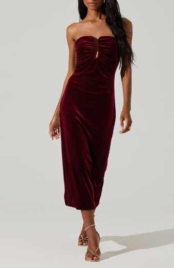 ASTR the Label Arista Strapless Velvet Midi Dress