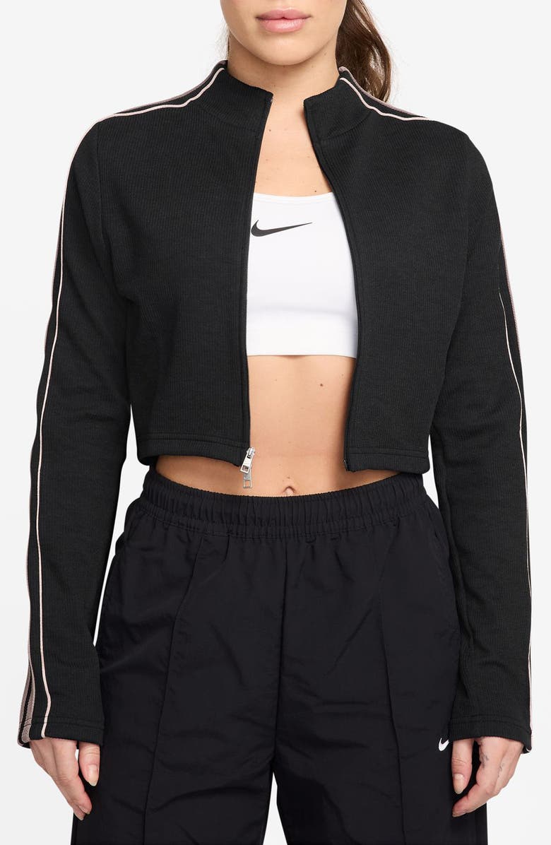 Nike x Naomi Osaka Rib Knit Zip Crop Jacket, Main, color, 010 Black/Malt