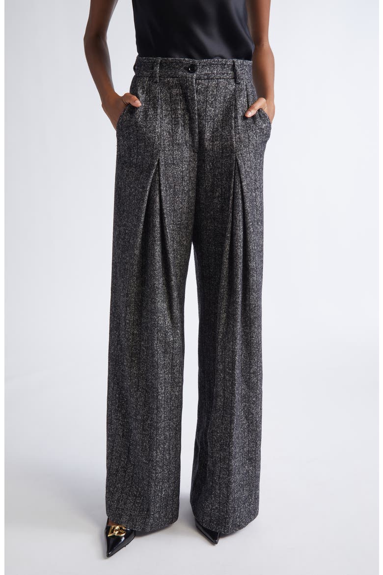 Pleated Stripe Virgin Wool Blend Pants, Main, color, S8051 RIGATO