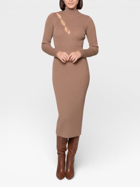 Clarke Mock Neck Sweater Midi Dress