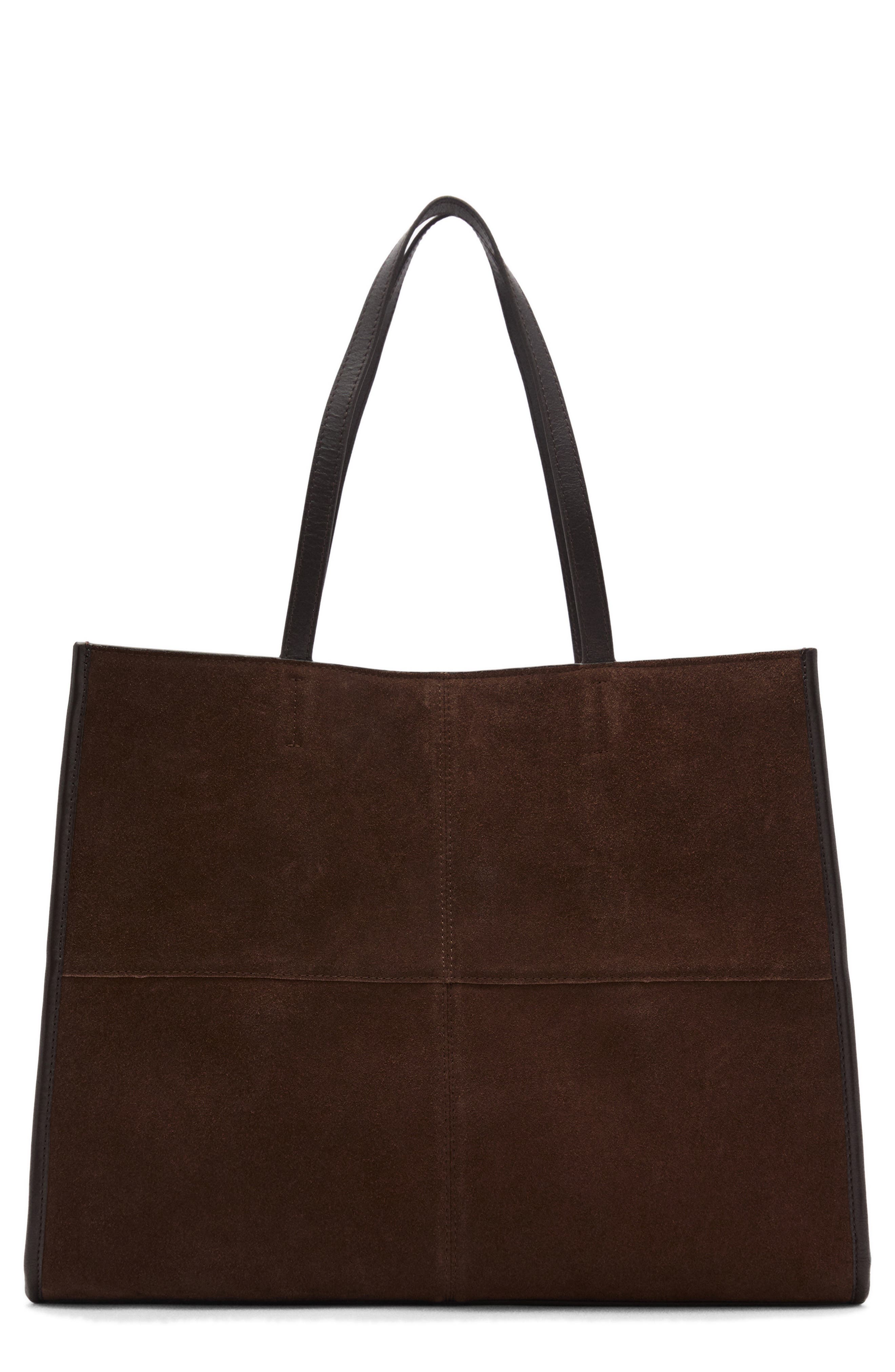 MANGO Leather Shopper Bag, Main, color, 
