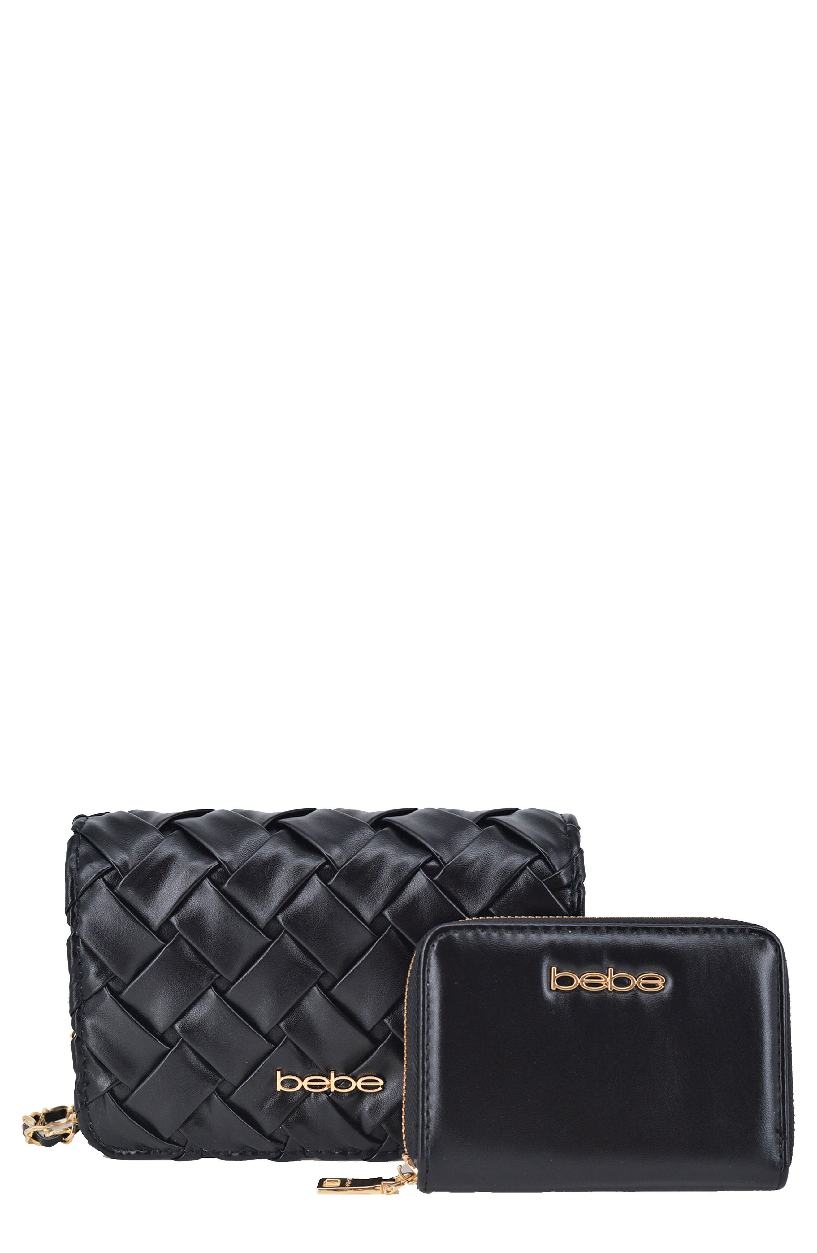 bebe Luca Crossbody Bag with Wallet, Main, color, Black
