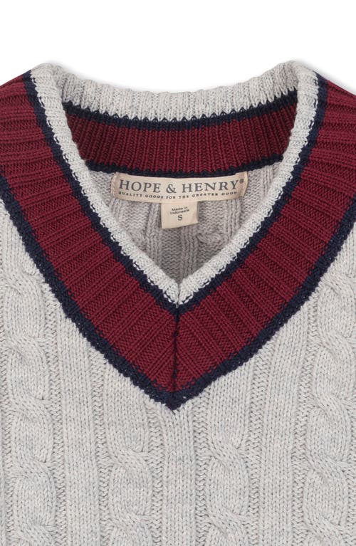 Hope & Henry Kids' Organic Long Sleeve V-neck Cricket Sweater In Neutral