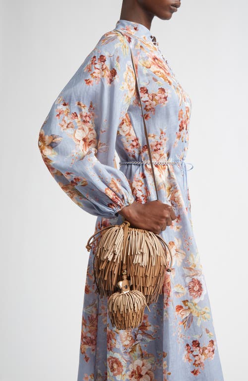 Zimmermann Koala Fringe Leather Bag Charm In Brown