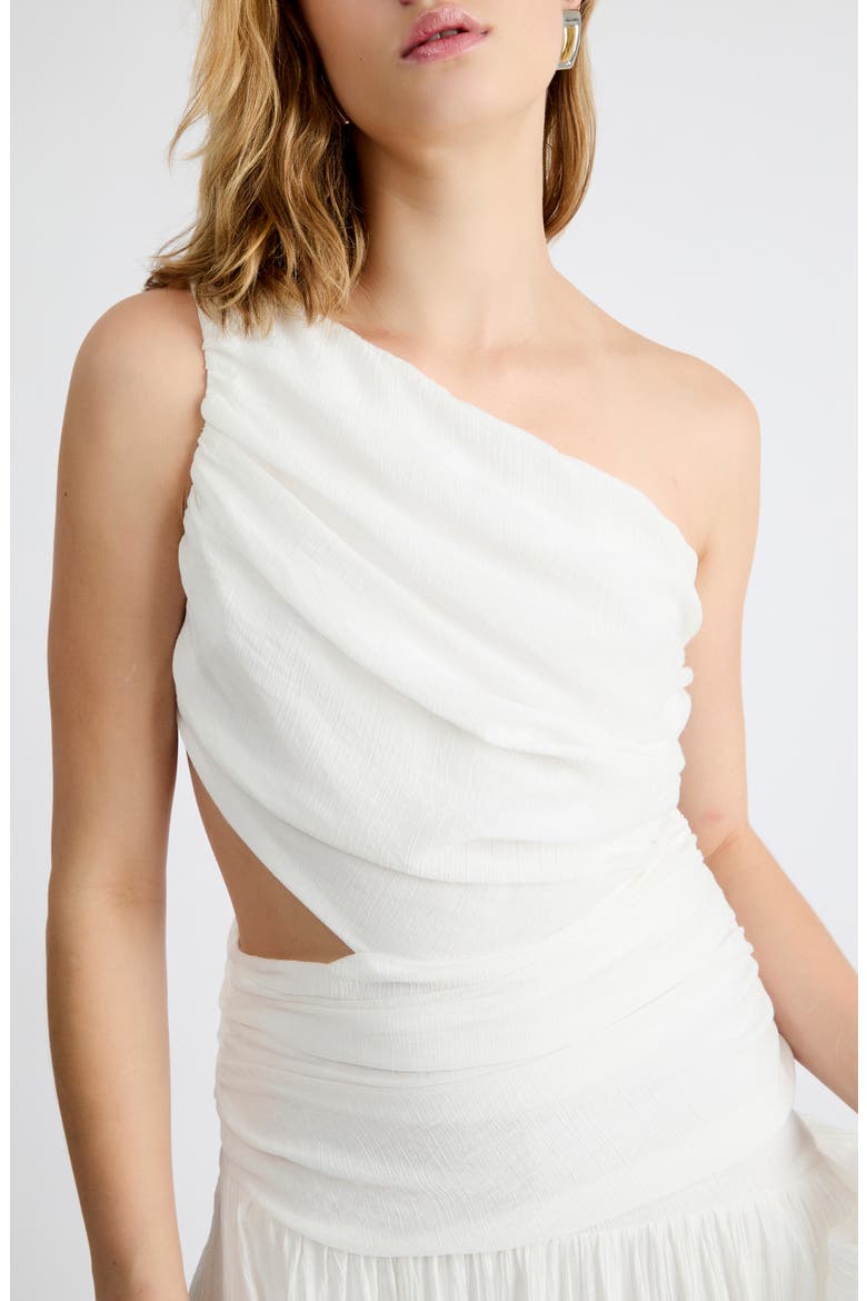 Delilah One-Shoulder Cutout Detail Draped Maxi Dress, Alternate, color, WHITE