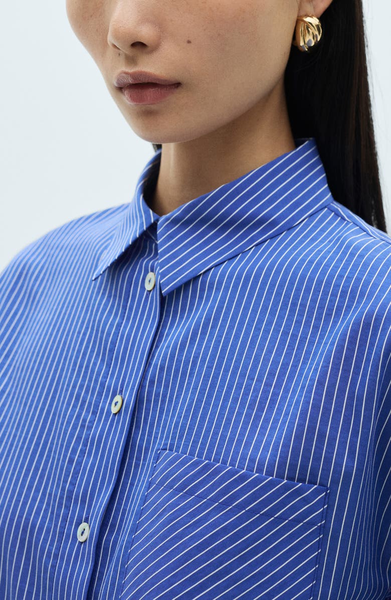 MANGO Pinstripe Button-Up Shirt, Alternate, color,