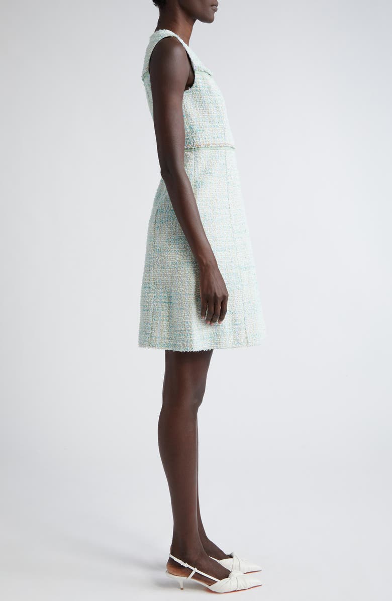St. John Collection Light Textured Eyelash Tweed A-Line Dress, Alternate, color, Mint/ Ecru Multi