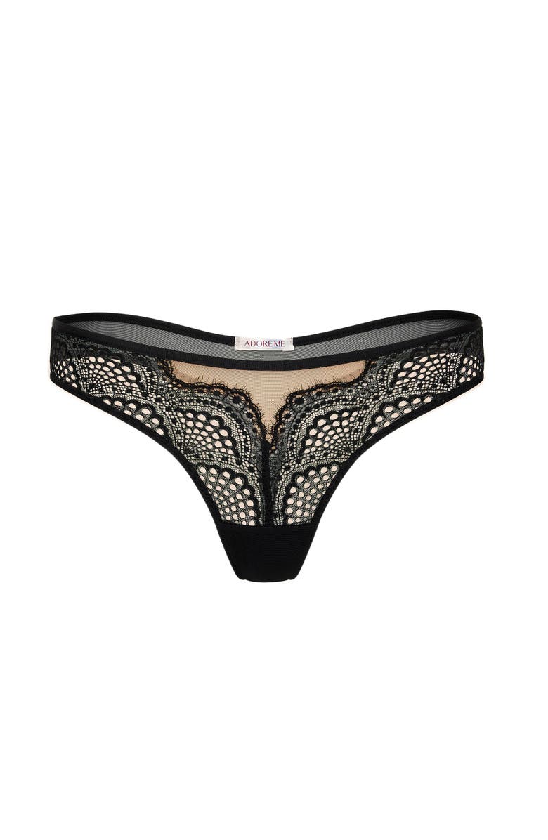 Adore Me Sonja Thong Panties, Alternate, color, Black