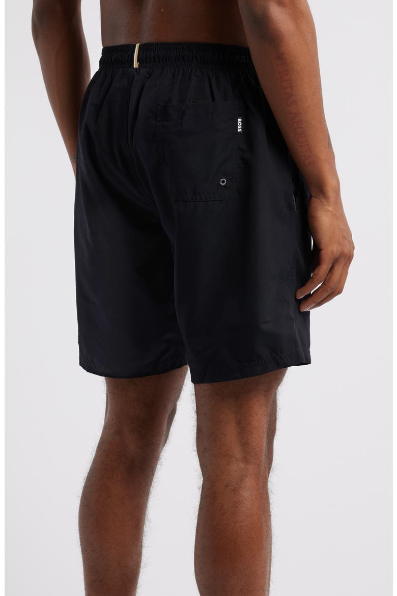 Orca Logo Graphic Swim Trunks, Alternate, color, BLACK