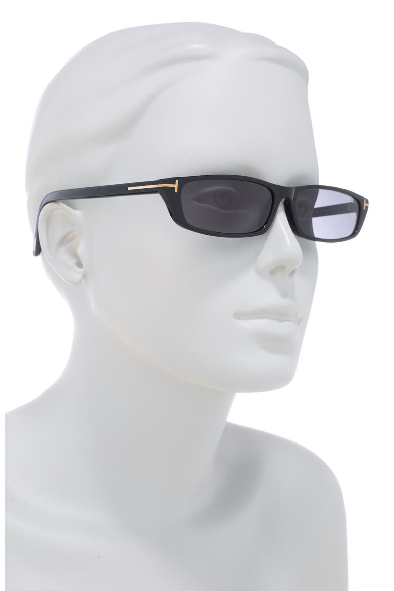 59mm Slim Rectangle Sunglasses, Alternate, color, SHINY BLACK / SMOKE