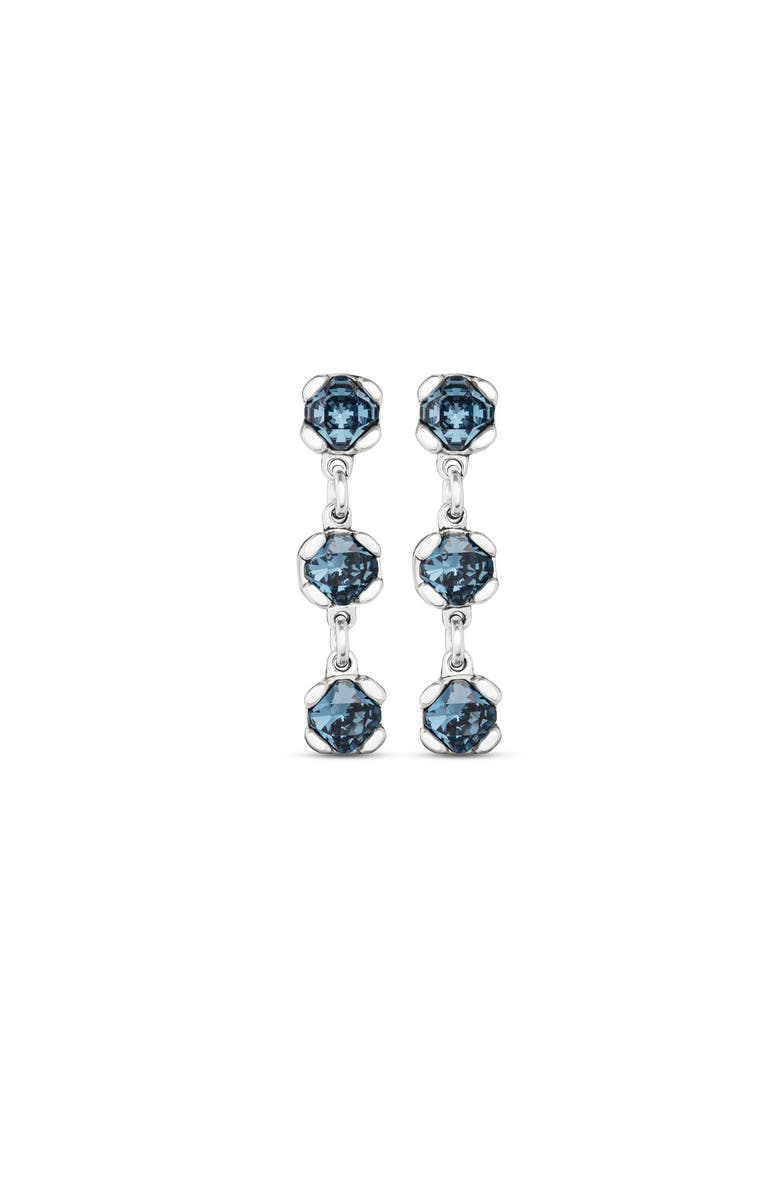 UNODE50 Blue Crystal Drop Stud Earrings, Main, color, Silver