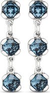 UNODE50 Blue Crystal Drop Stud Earrings