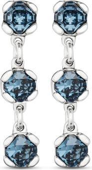 UNODE50 Blue Crystal Drop Stud Earrings