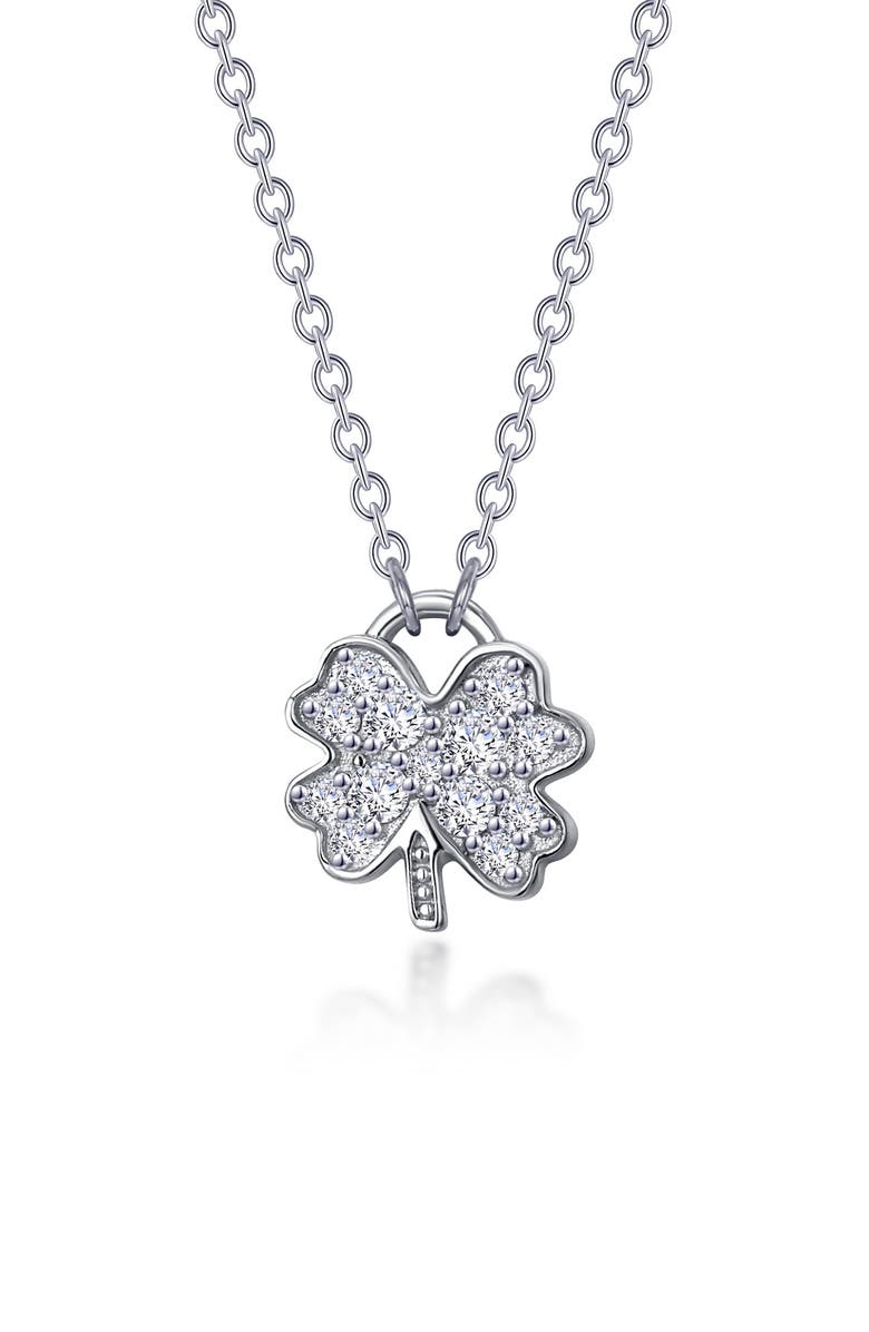 Lafonn Mini Four Leaf Clover Simulated Diamond Necklace, Main, color, 