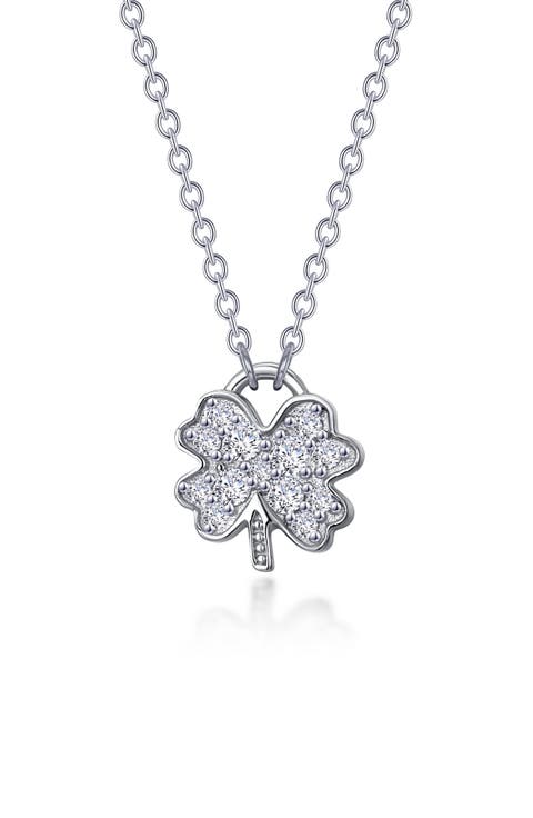 Mini Four Leaf Clover Simulated Diamond Necklace