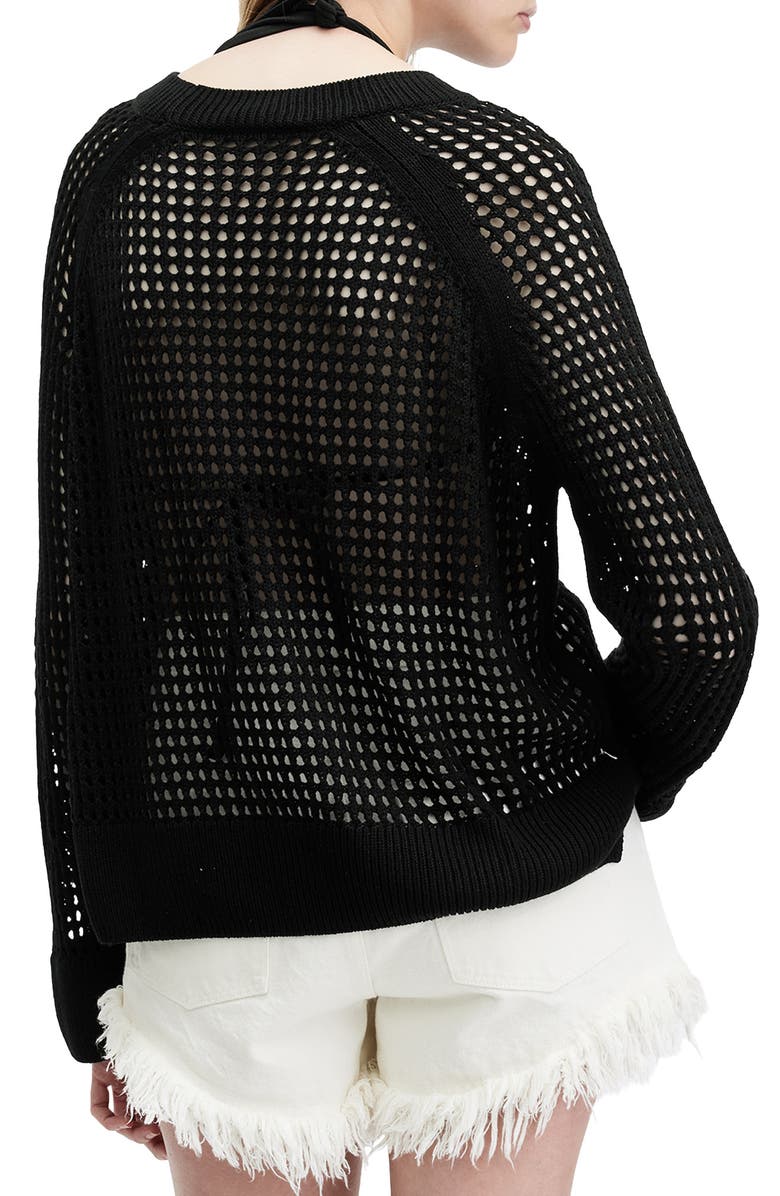 AllSaints Paloma Open Stitch Crewneck Sweater, Alternate, color,