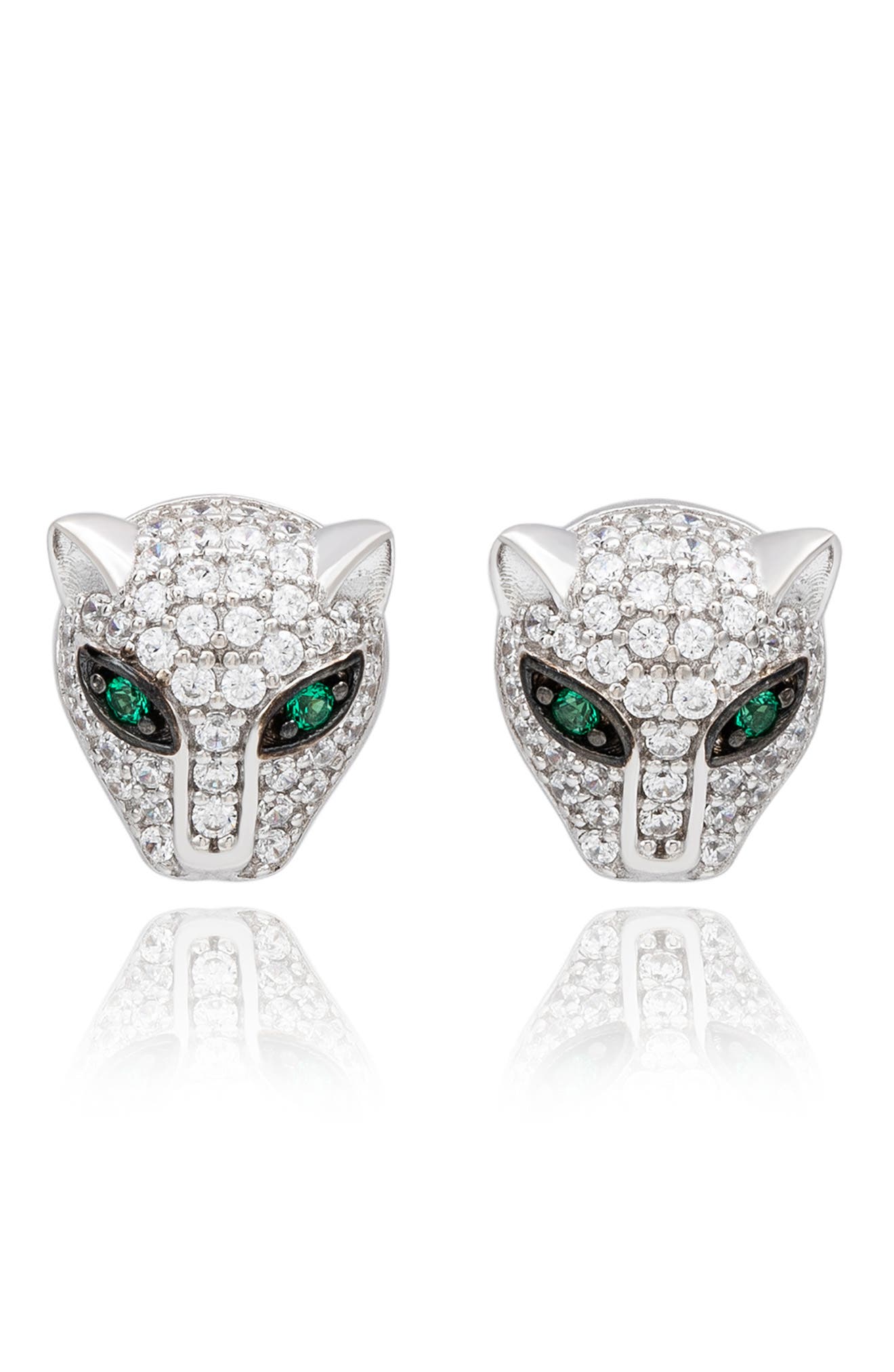 SUZY LEVIAN Pavé Cubic Zirconia Panther Stud Earrings