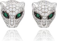 SUZY LEVIAN Pavé Cubic Zirconia Panther Stud Earrings