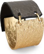 SAACHI Textured Link Faux Leather Cuff Bracelet