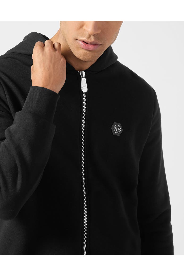 Fleece Zip Hoodie Skull America Men, Alternate, color, black