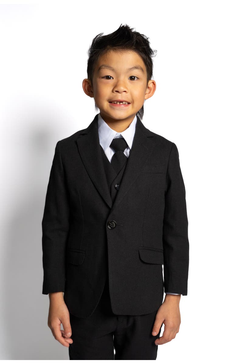 Peanut Butter Collection Kids' Oasis 5-Piece Slim Fit Linen Suit, Alternate, color, Black