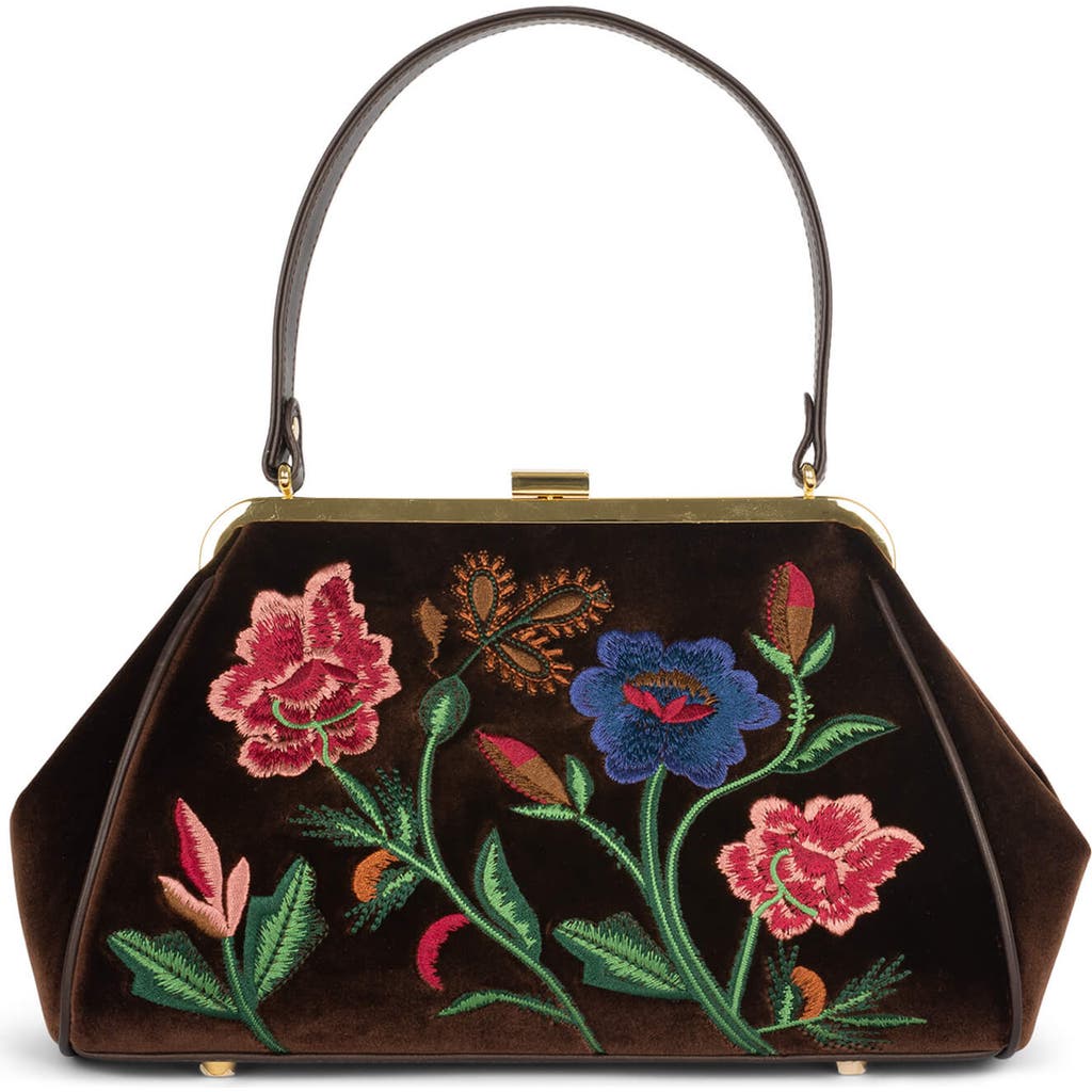 Jeffrey Campbell Frame Floral Embroidered Velvet Shoulder Bag