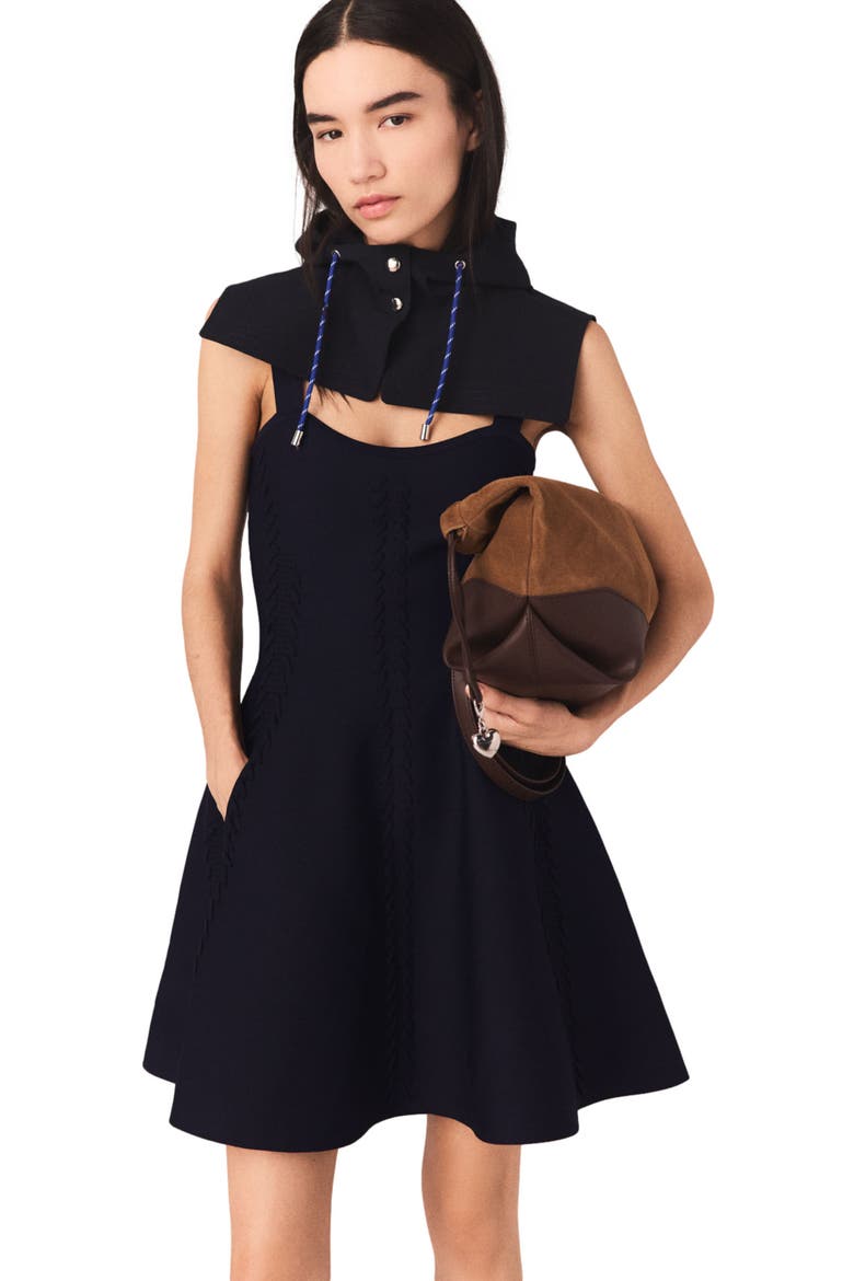 Mini knitted babydoll dress, Alternate, color, Navy