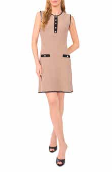 Ted Baker Contrast Detail Open Stitch Cotton Blend Sweater Minidress