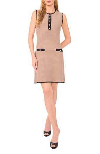 Ted Baker Contrast Detail Open Stitch Cotton Blend Sweater Minidress