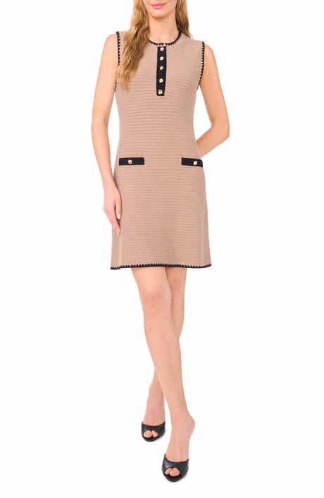 Ted Baker Contrast Detail Open Stitch Cotton Blend Sweater Minidress