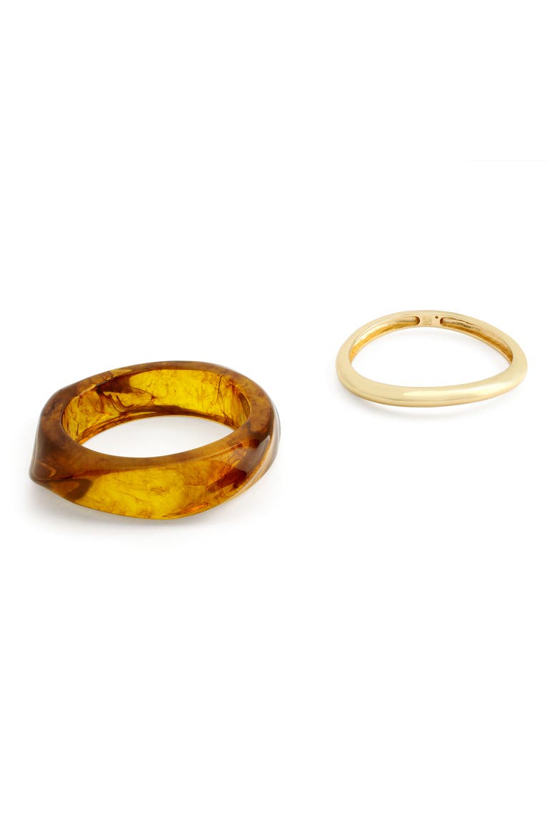 Set of 2 Bangle Bracelets, Alternate, color, BROWN