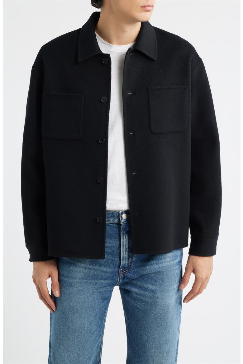Double Face Wool Shirt Jacket, Main, color, BLACK
