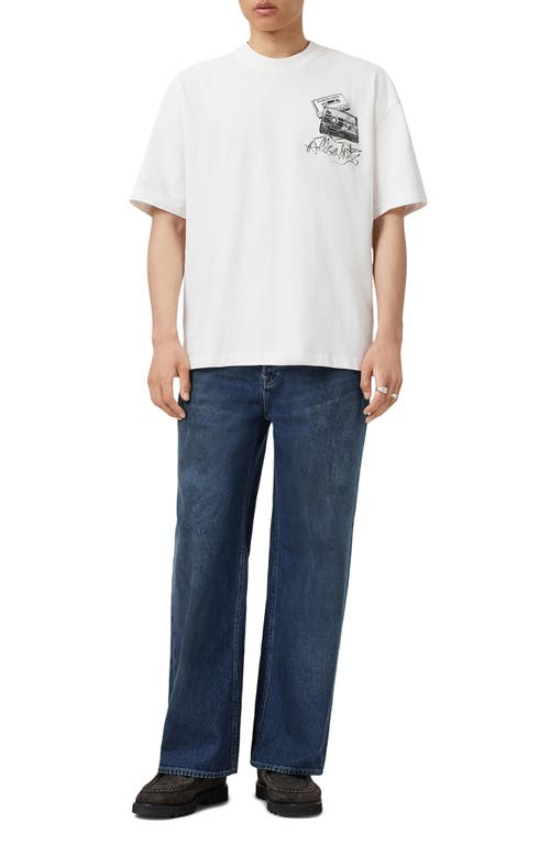 Allsaints Oversized Reel Logo Graphic Tee In White
