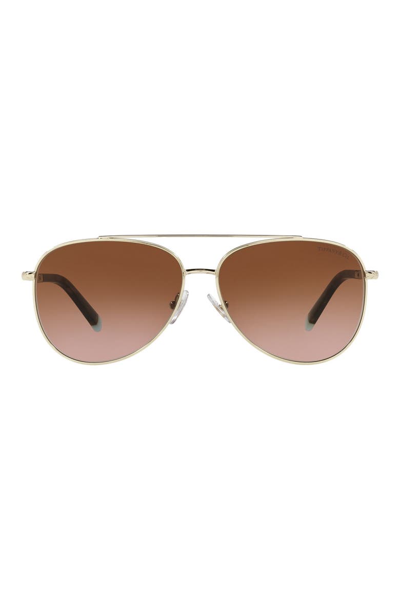 59mm Gradient Pilot Sunglasses, Main, color, PALE GOLD/ BROWN GRADIENT