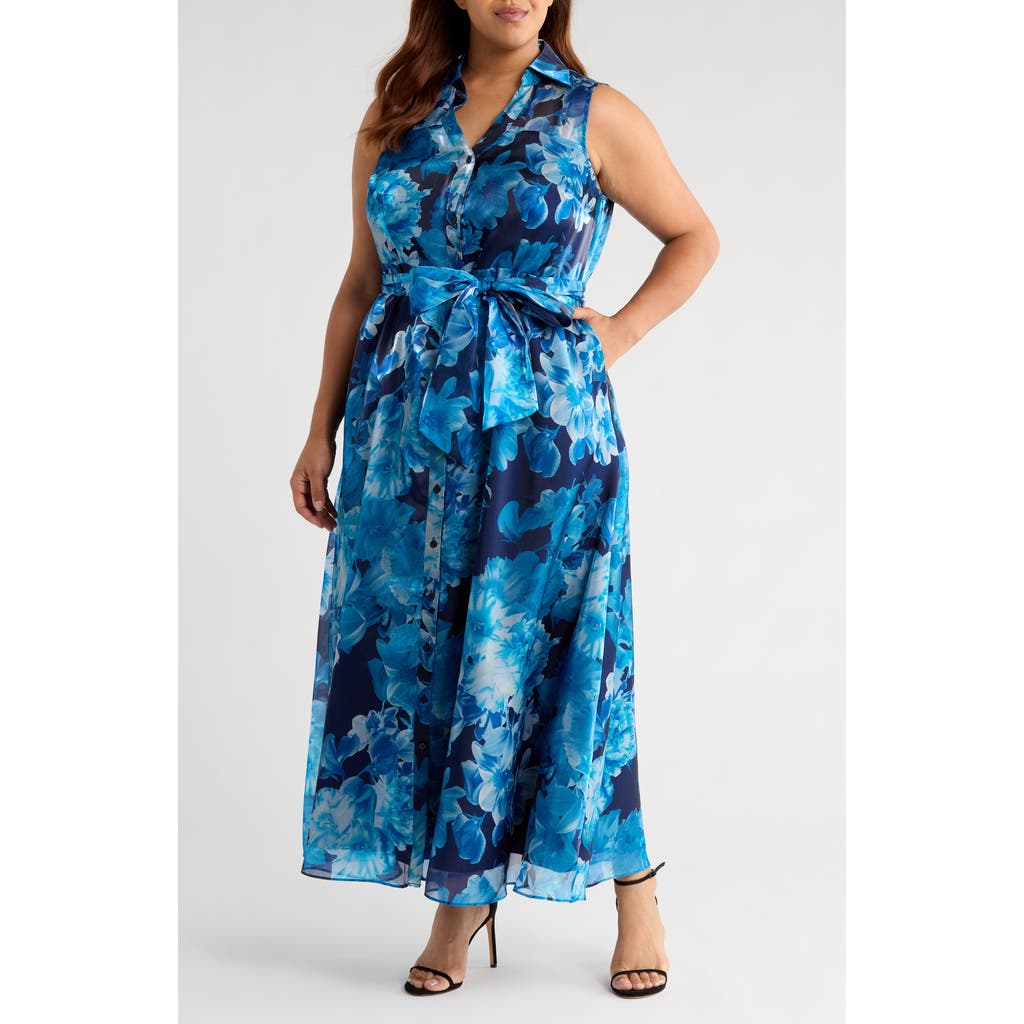 Julia Jordan Floral Sleeveless Organza Gown In Multi